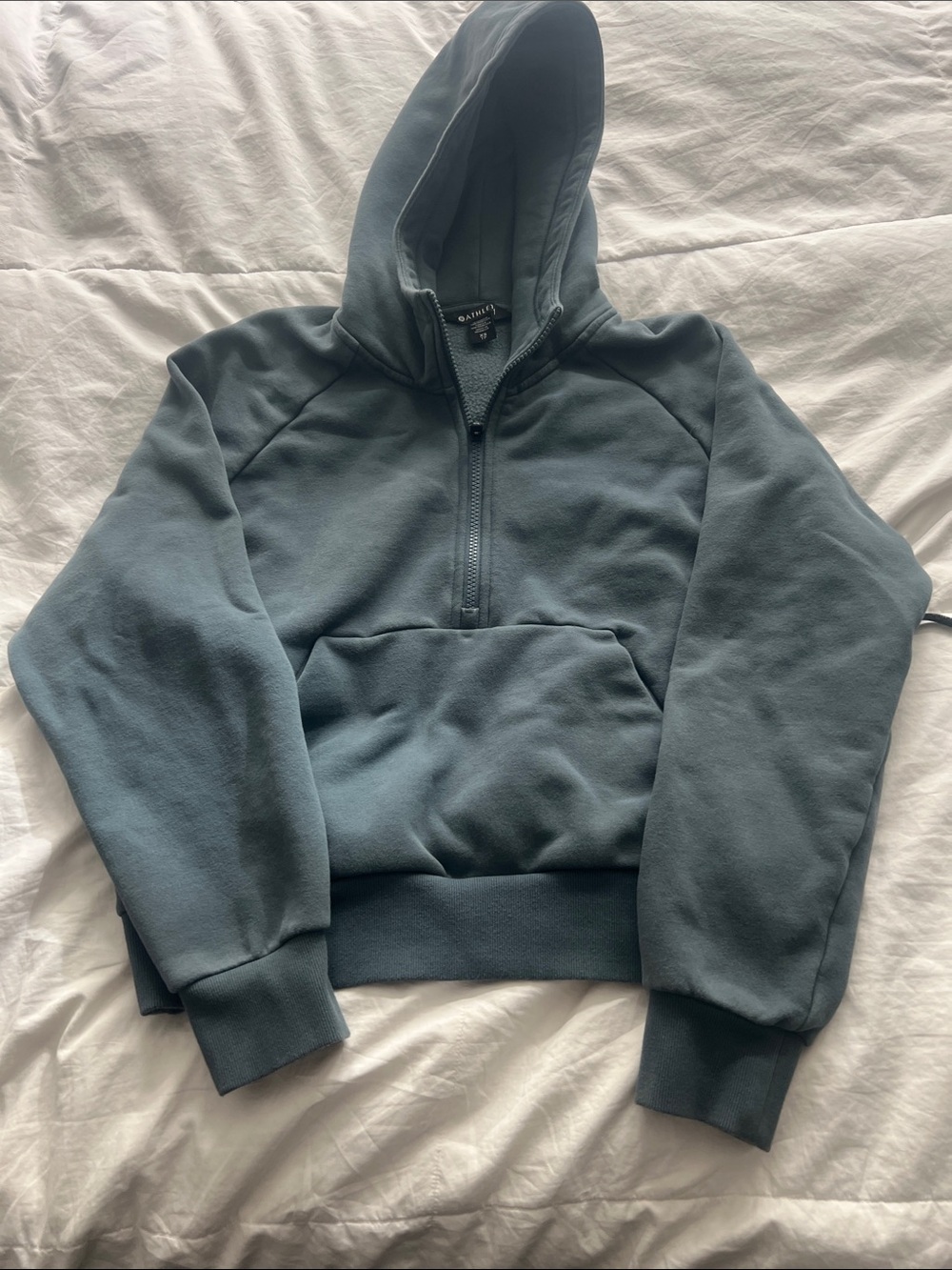 Athleta Women’s Quarter-Zip Hooded Sweatshirt in Slate Blue XS